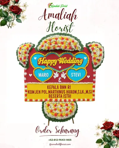 Karangan Papan Bunga Pernikahan di Saradan